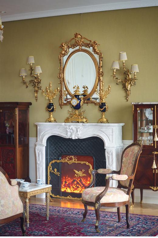 独角鹿西洋古董1880年代法国出品古典天使花蔓主题鎏金灰墁浮雕木质大型挂镜 商品图0