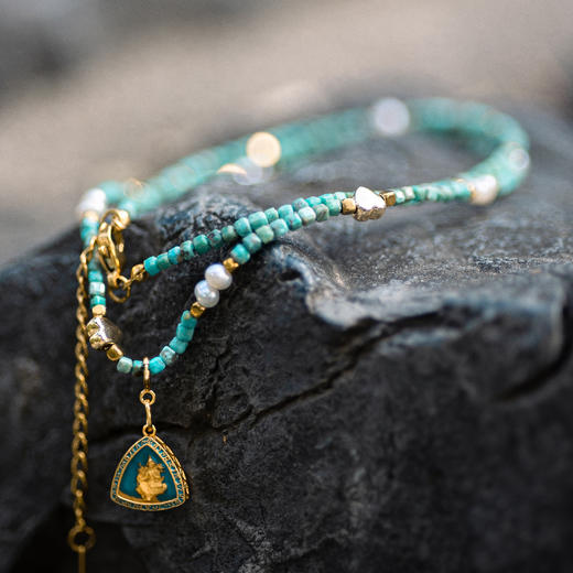 绿度母松石珍珠方珠项链 | 万物叁仟 商品图3