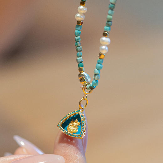 绿度母松石珍珠方珠项链 | 万物叁仟 商品图4
