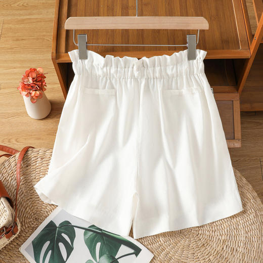 GYH 888纯色休闲宽松阔腿裤薄款松紧腰简约五分裤 商品图3