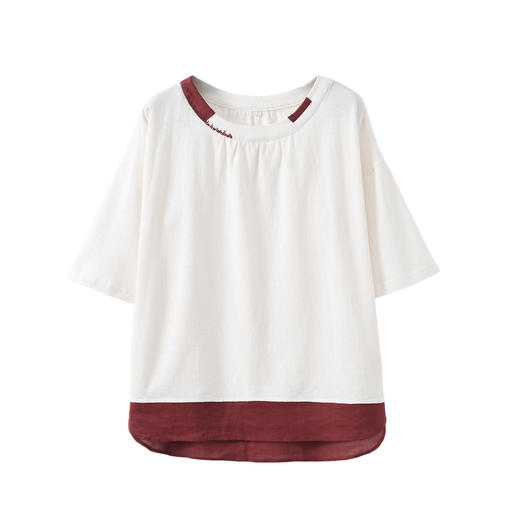 棉麻女装2025夏季新款汉麻t恤女设计感圆领复古短袖上衣 商品图4