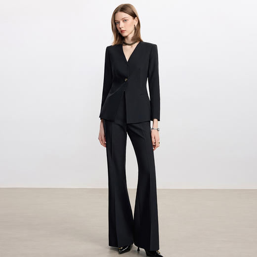 IWY/黑色高级感西装套装女秋款气质总裁微喇裤商务职业装正装CP2349 商品图1
