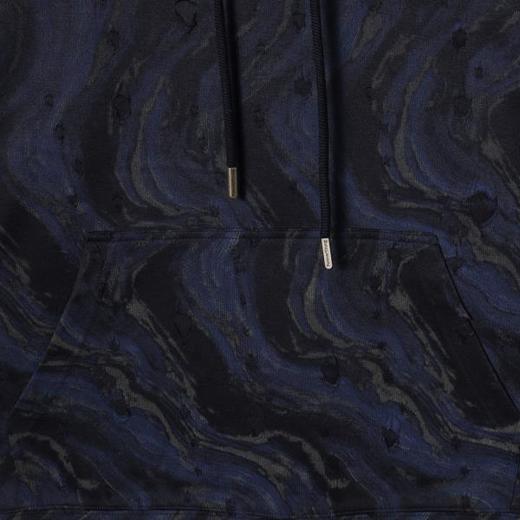 WY1138SDSA男士秋冬新款痞帅男装撞色水波纹破洞连帽卫衣百搭舒适上衣 商品图3