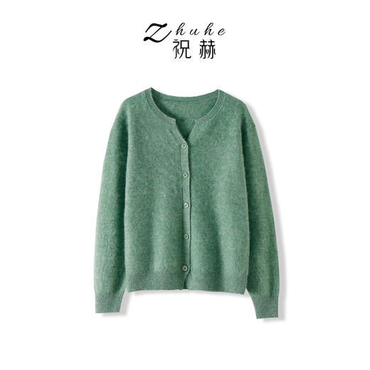 （合作款）拉绒羊毛开衫圆领纯色外套 yb1022022 商品图1