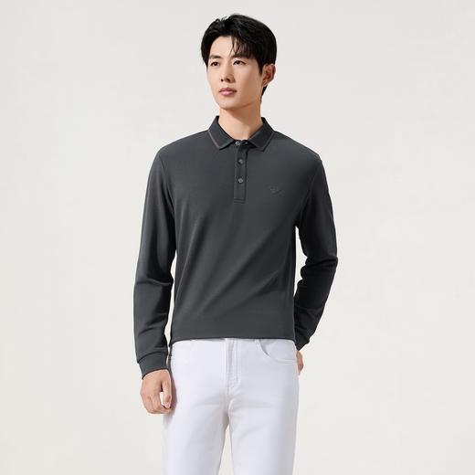 【含羊毛/不变形领】柒牌Polo衫长袖男士秋冬新款商务休闲T恤男装129T70580 商品图1