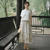 A6529国风雨露麻半身裙新中式女装亚麻半身裙夏季新款高级气质感国风印花a字裙 商品缩略图3