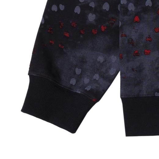 WY1050SDSA男士秋冬新款痞帅男装时尚扎染满印爱心印花抽绳连帽卫衣百搭 商品图4