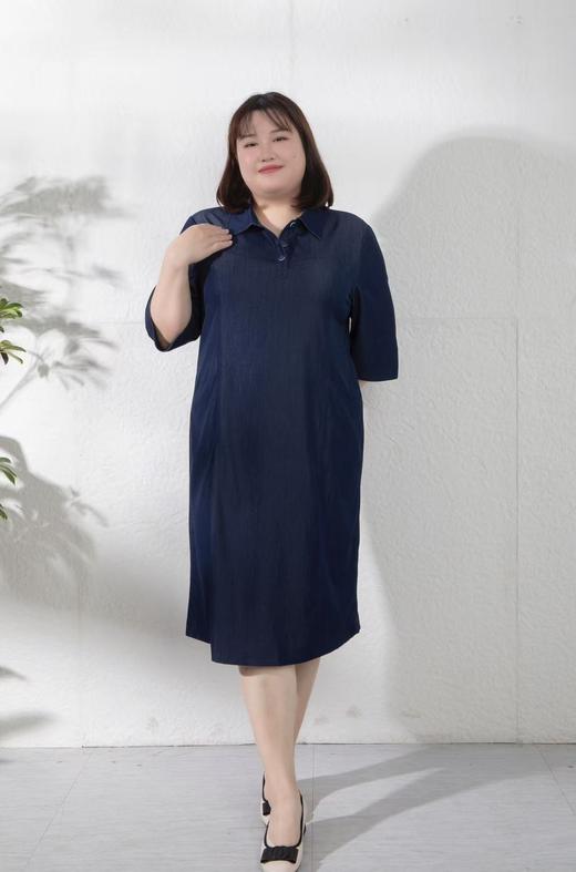 现货💙正码正拍【经典翻领  A版牛仔裙】小个子可裁剪款，适合通勤、休闲多场合的夏秋过渡连衣裙~深蓝牛仔衬衫连衣裙 | 通勤休闲两穿 | 遮肉七分袖 | 夏秋百搭 商品图2