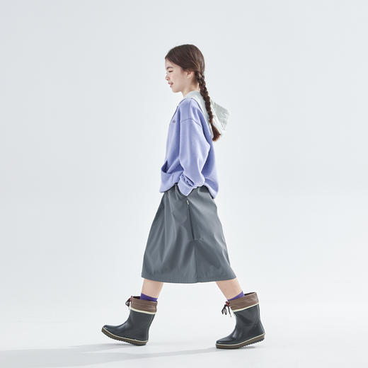 cicochild25年冬季新款亲子中大女童加绒工装半裙防泼水灰色长裙 商品图3