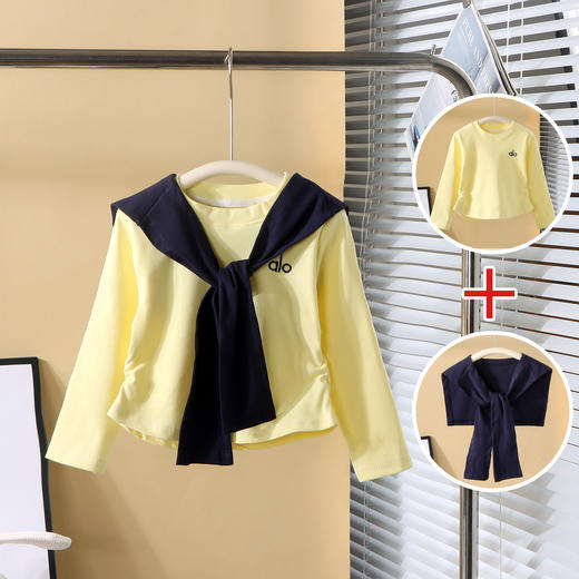 米兜象女童韩系穿搭套装秋季新款女大童休闲披肩上衣儿童秋季两件套80-150★★★娃娃优选 商品图2