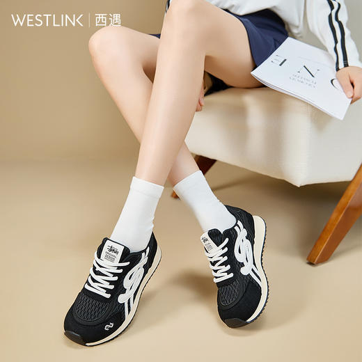 西遇复古德训鞋女新款秋季拼色百搭休闲鞋舒适透气厚底运动鞋K1857049 商品图2