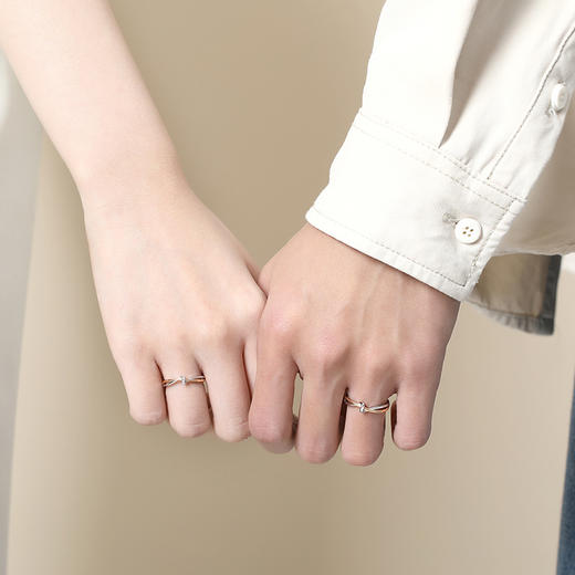 卡蒂罗/KADER 连理扣情侣对戒 小众简约莫比乌斯双生结素圈开口可调节素圈一对 甜蜜饰爱恋爱频率 商品图2