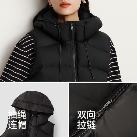 森马羽绒马甲女冬季90绒子防泼水连帽纯色2025新款简约风叠穿外套 商品图3