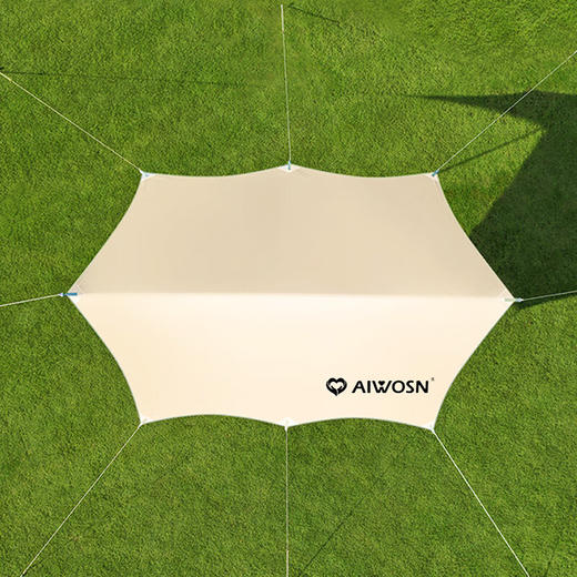 爱吾生六翼蝶形天幕户外银胶天幕帐篷露营野营防晒防雨遮阳棚装备 卡其色 商品图1