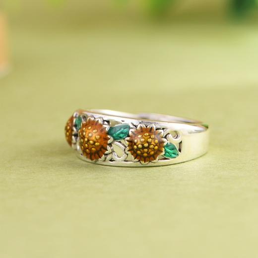 【欣欣向荣】S925银滴油向日葵花开口戒指【SCH-SY24258】 商品图2