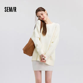 森马毛衣女冬季oversize小狗提花圆领软糯毛衫慵懒风温柔甜美上衣