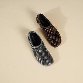 Westory2025年秋季方头低跟弹力绒面烫钻单鞋休闲深口单鞋W25CM76611