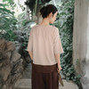 棉麻女装2025夏季新款汉麻t恤女设计感圆领复古短袖上衣 商品缩略图3