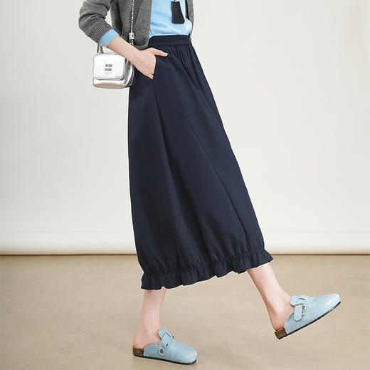 QYM 95836-Y松紧高腰灯笼裙时尚休闲A字裙 商品图1