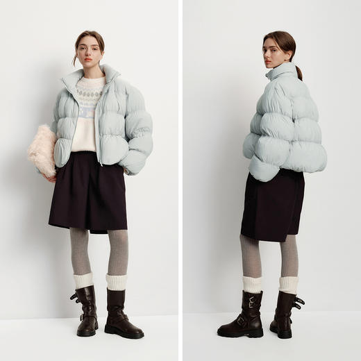 森马羽绒服女冬季90绒子oversize肌理立领2025新款慵懒温柔面包服 商品图4