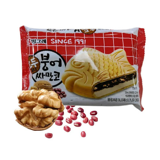 【超市】宾格瑞红豆核桃味鱼形夹心冰淇淋150g 商品图0