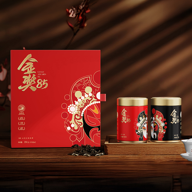 川红茶叶 川红非遗特级工夫红茶金奖85礼盒 橘糖香茶叶250g礼盒内含盖碗茶具