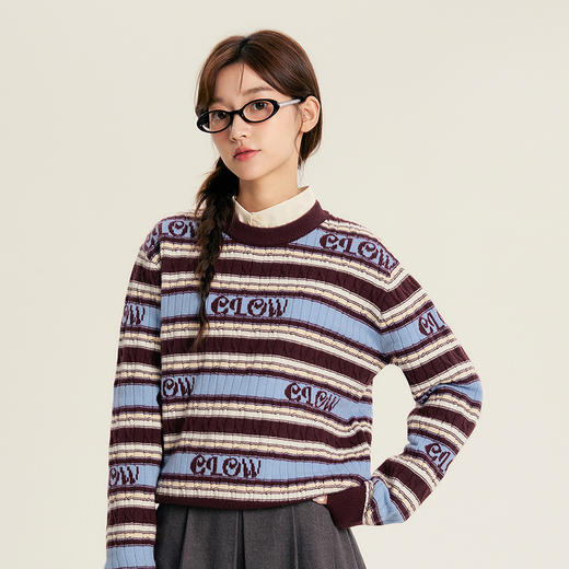 笛莎Deesha青少年女童毛衣2025冬季女童字母条纹合体毛衣 商品图3