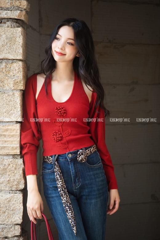 【门店同款】ENJOY秋季豹纹腰带喇叭裤 165443854 商品图1