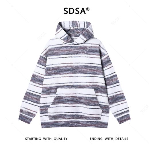 WY1145SDSA男士秋冬新款痞帅男装美式撞色条纹连帽卫衣百搭针织上衣时尚 商品图1