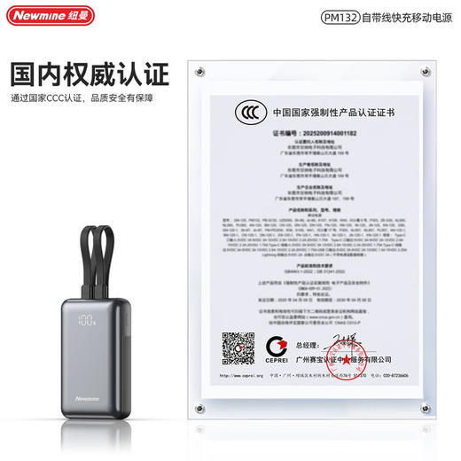 纽曼PM132 10000毫安自带线快充数显移动源 商品图4