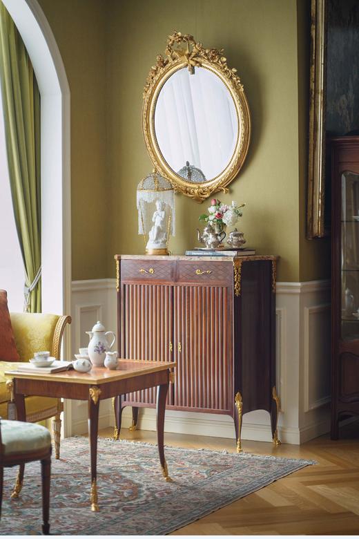 独角鹿西洋古董19世纪晚期法国出品胜利火炬与繁花主题鎏金灰墁浮雕木质大型挂镜 商品图0