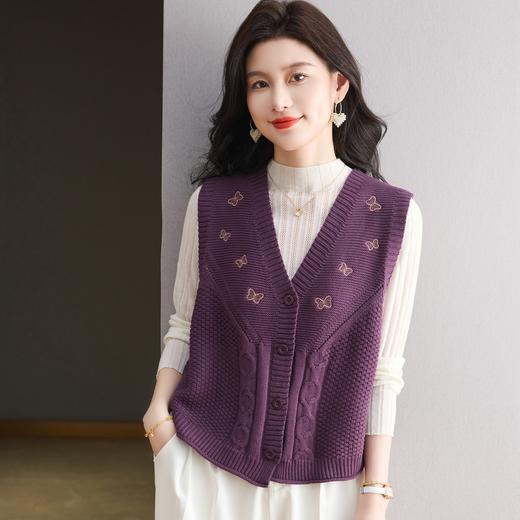 坎肩绣花马夹上衣外搭马甲，针织背心毛衣外套开衫CC-13-98001 商品图0