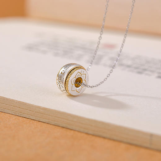 S999.9足银莲花转动吊坠复古个性，百搭可转动男女士情侣挂坠CW-DZ06843 商品图2