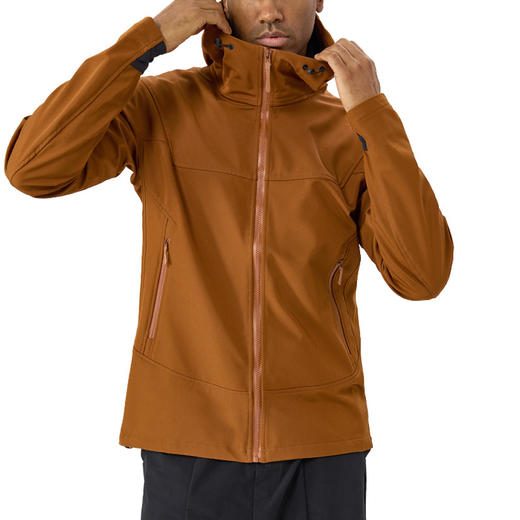 跃牌【欲动春风】男装系列 秋冬户外加绒软壳冲锋衣男女锁温保暖防水防风高领连帽冲锋衣外套D16005 商品图4