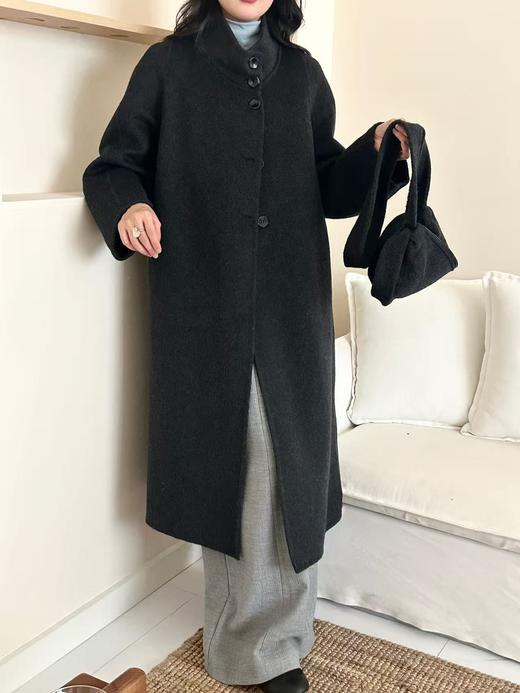 【YW】无忧购韩版长款立领宽松双面羊毛大衣带包包8814水饺包（现货48小时发货） 商品图9