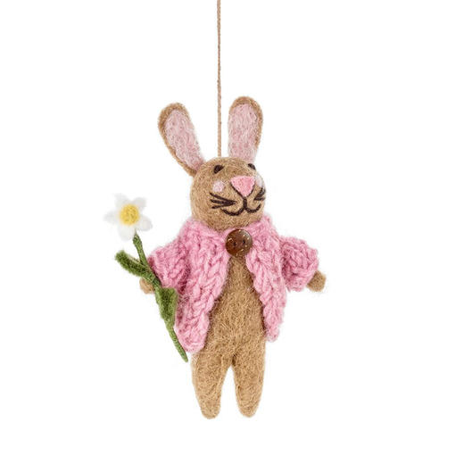 北京仓｜Felt So Good-Blossom the Bunny Easter-粉开衫小兔 布洛瑟 羊毛毡 挂件［英国设计师］ 商品图1