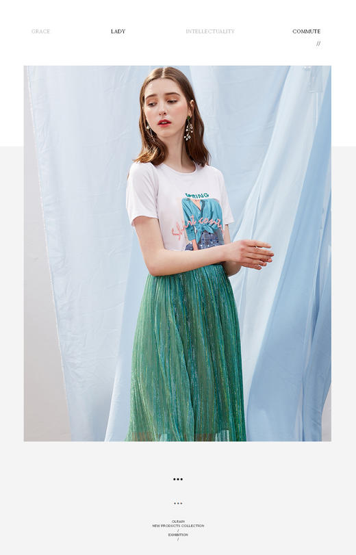 欧芮儿OLrain夏日百搭白色T恤简约图案设计透气舒适 商品图0