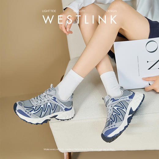 西遇厚底老爹鞋女新款秋季透气户外休闲鞋子轻便增高运动鞋K1857050 商品图1