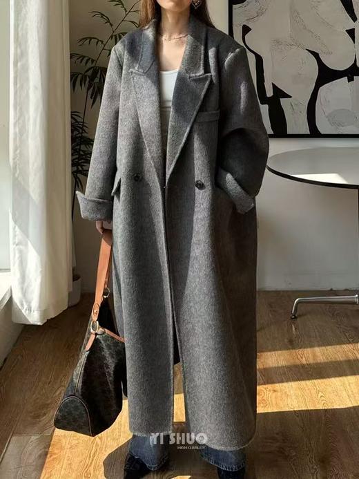 【YW】无忧购韩版宽松廓形百搭正肩双面羊毛大衣8812枪脖领（现货48小时发货） 商品图1