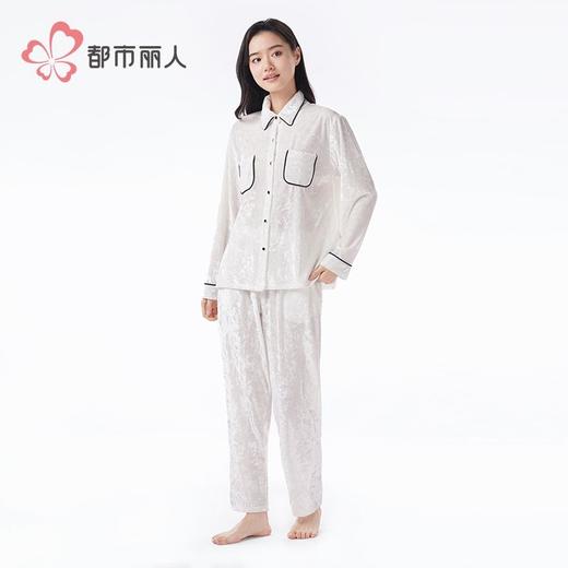 都市丽人睡衣女士丝绒睡衣女士家居服长袖长裤丝绒套装LHH1J4 商品图2