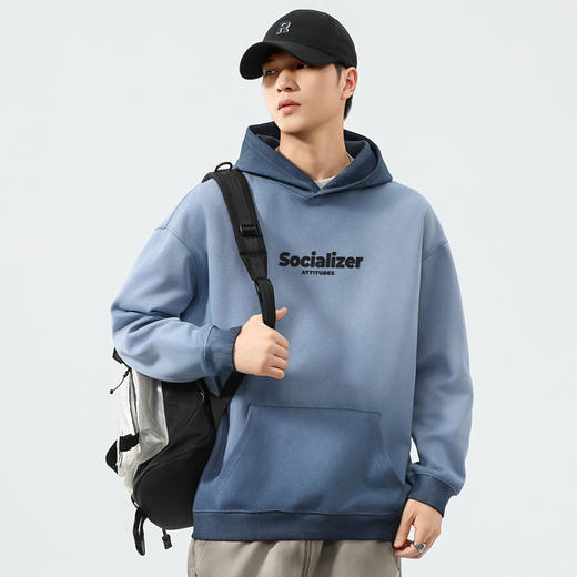 【棉质】【DQ】大依优型大码男装连帽卫衣300斤秋冬新款美式复古印花水洗做旧渐变潮流百搭连帽卫衣宽松休闲上衣 商品图3