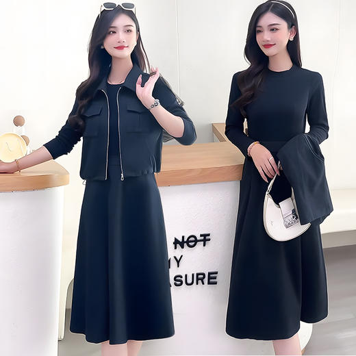 QYM 25MB17-Y时尚套装件套马甲+内搭长袖连衣裙套装 商品图3