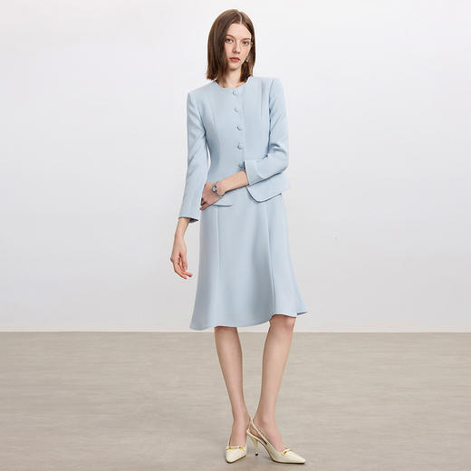 IWY/时尚蓝色西装外套连衣裙女气质优雅主持上镜职业套裙工作服C2345+Q1440 商品图4