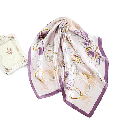 鑫缘真丝素绉缎方巾 HA4800 商品图5