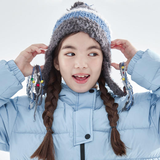 cicochild2025年冬季新款亲子中大童条纹款时尚保暖护耳针织帽 商品图2