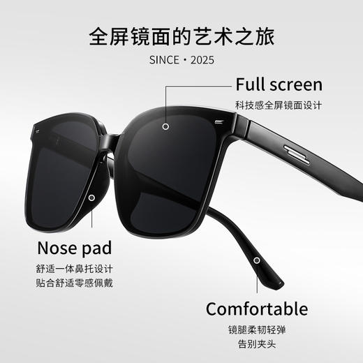 【复古百搭黑色方框墨镜】防紫外线防晒眼镜墨镜 tr90高清太阳镜 国庆出游好物  商品图1