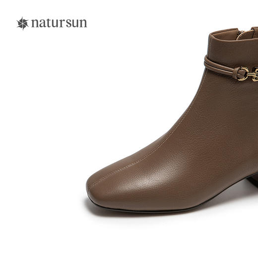 natursun复古时装靴女款短筒瘦瘦靴粗跟气质百搭靴子N25529206 商品图3
