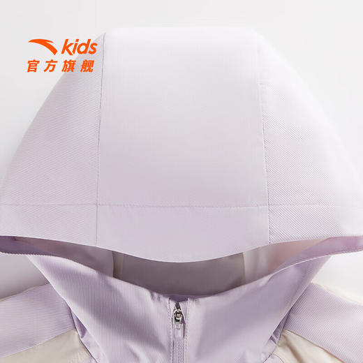 安踏儿童外套女大童装生物基防泼水Ⅲ综训撞色梭织连帽外套362547602 商品图2