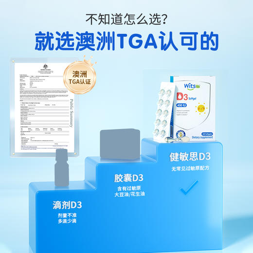 【多sku】witsbb健敏思维生素D3 400iu/粒 40粒/盒· 商品图3
