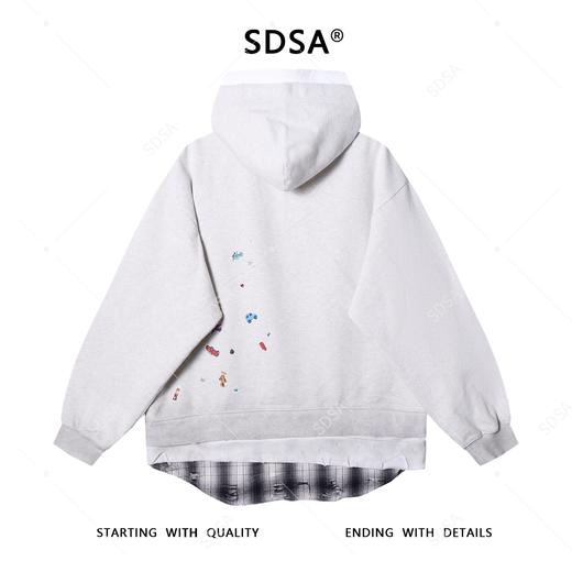 SDSA男士秋冬新款痞帅男装复古卡通印花假三件连帽卫衣时尚潮牌 商品图4